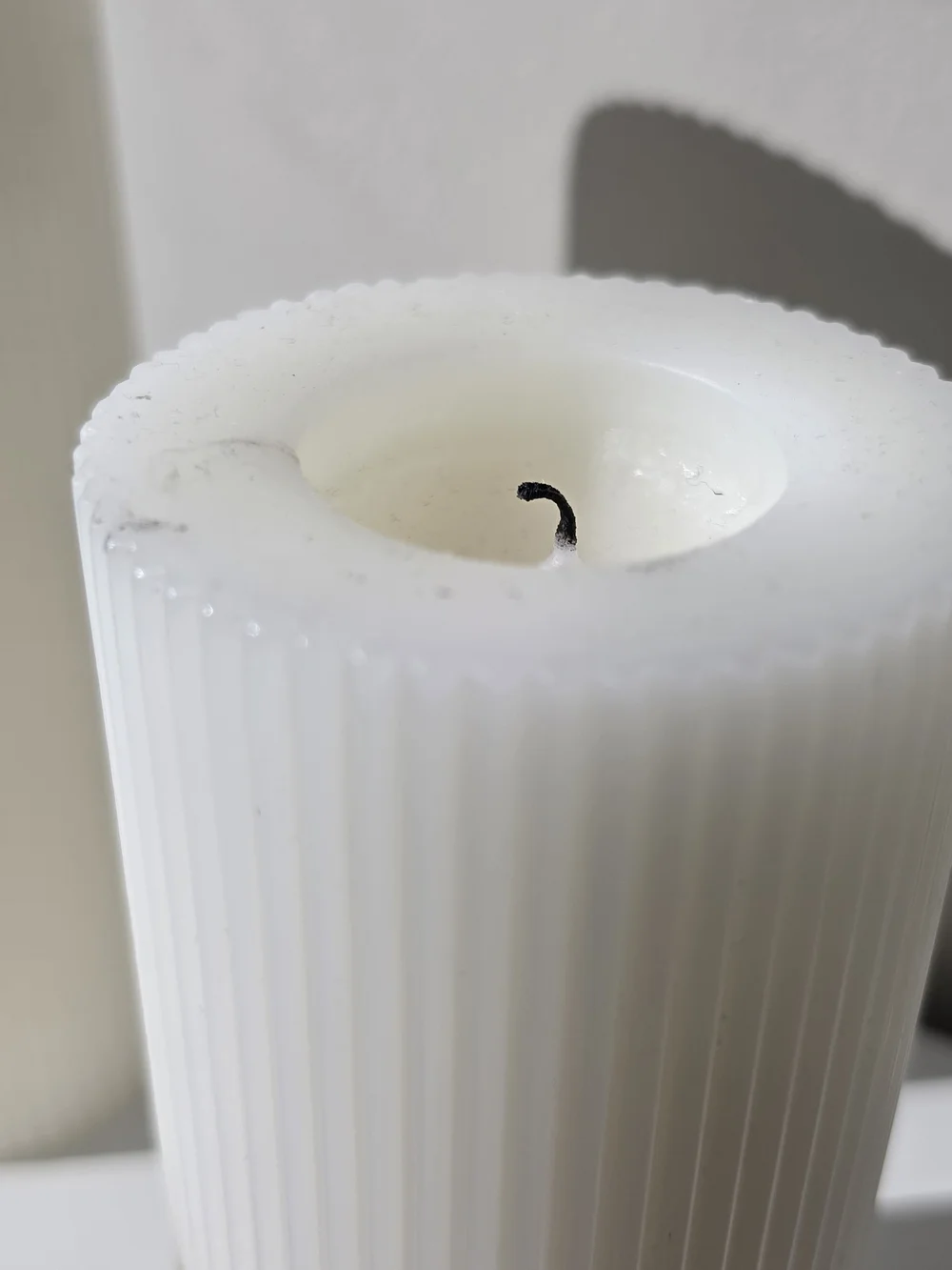 Unscented White Ribbed Pillar Candles - Set Of 3